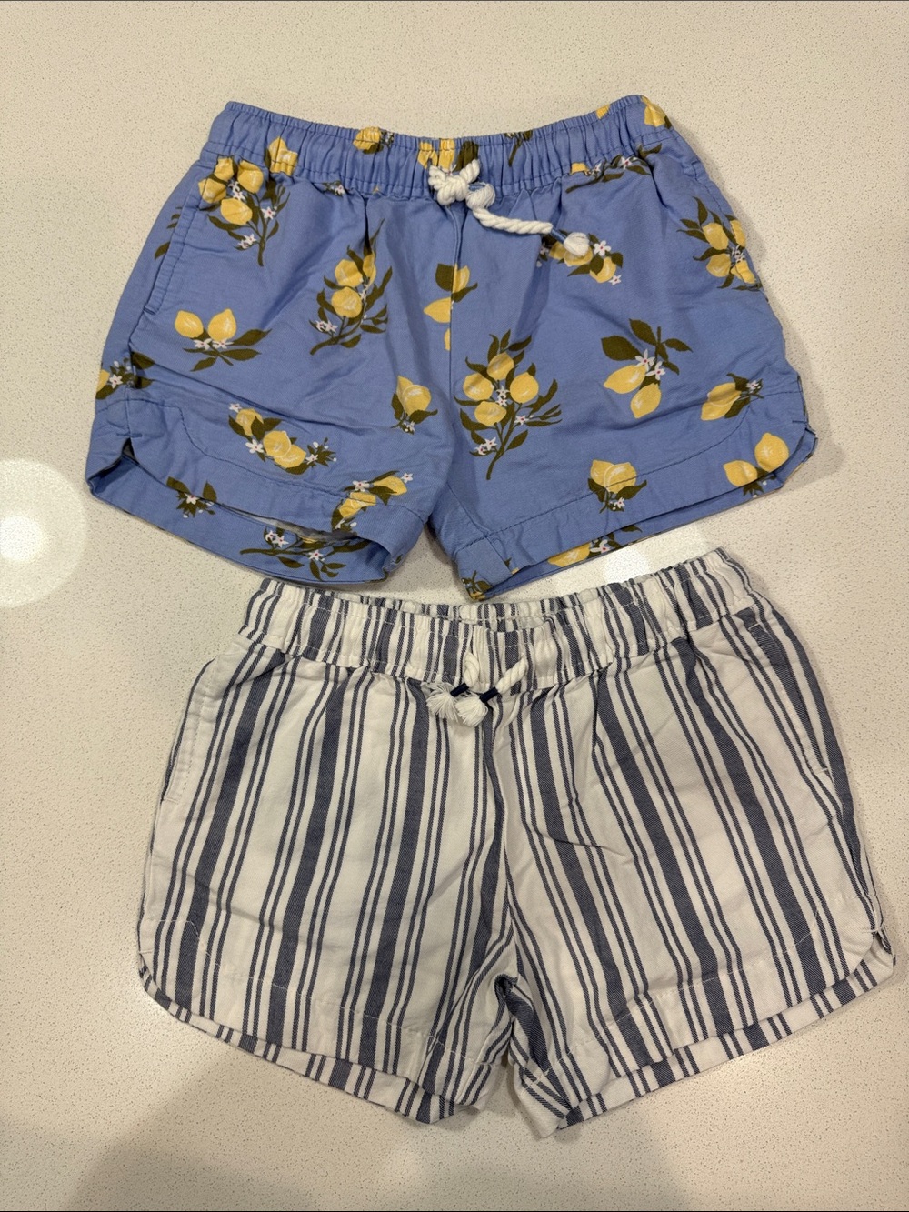 OshKosh B'gosh Blue Lemon and Blue & White Striped Girls Shorts